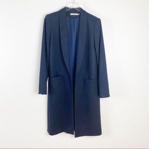 Alice + Olivia Navy Wool Blend Long Blazer Coat S